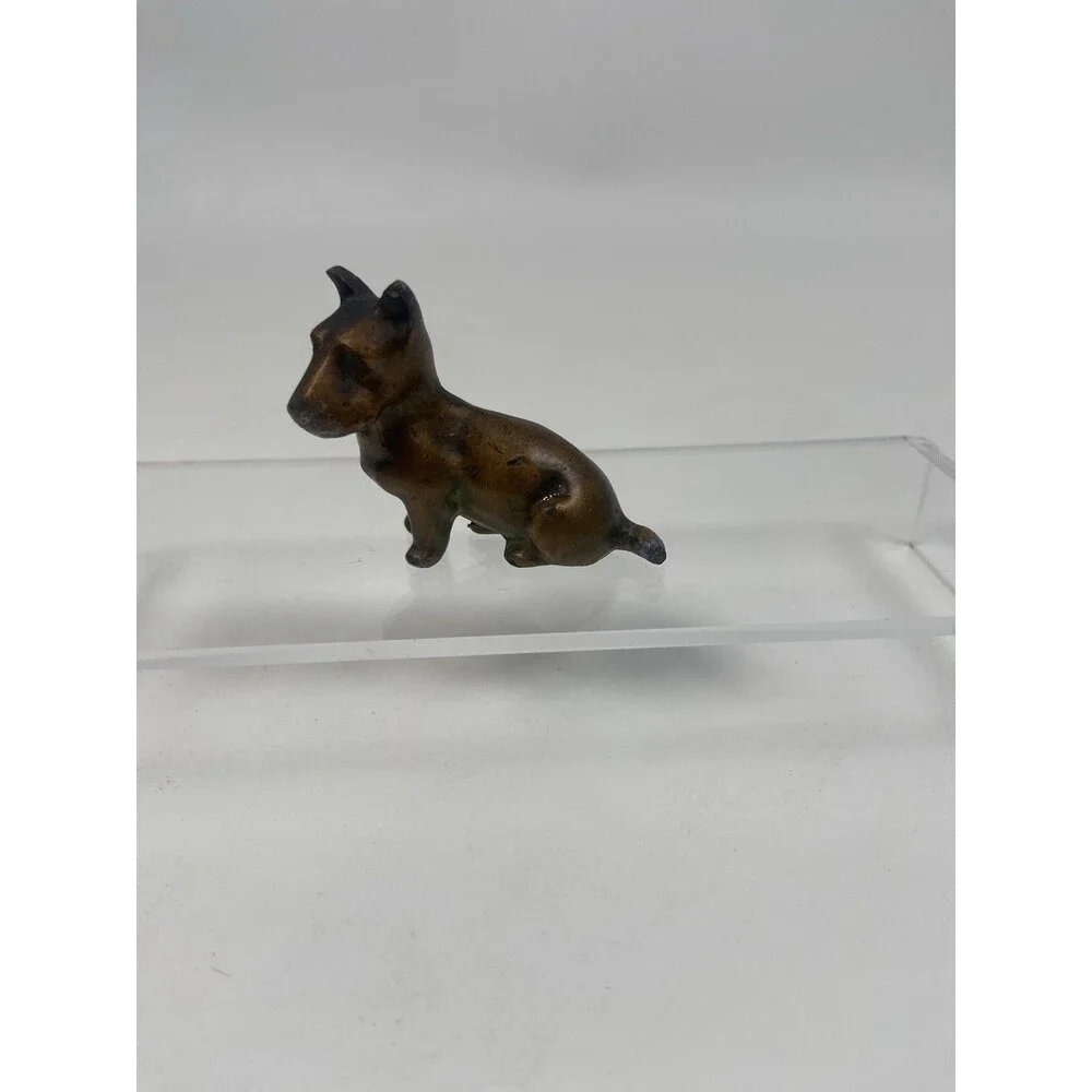 Vtg Cast Metal Scottie Dog Figurine 2” Mid Century Bronze Finish MCM Decor